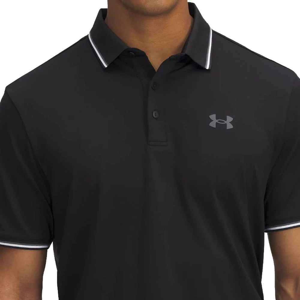 Under Armour Playoff 3.0 Rib Polo Shirt - Black/White/Castlerock - Image 3