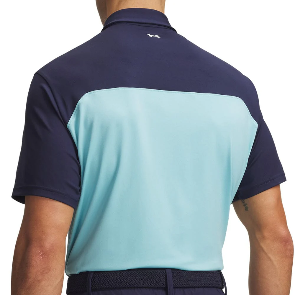 Under Armour T2G Colorblock Polo Shirt - Blue Haze/Midnight Navy/White - Image 2