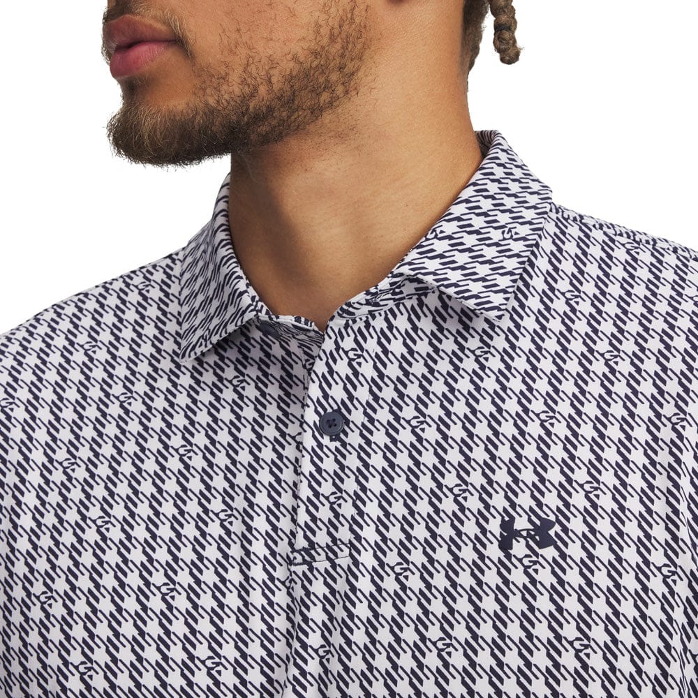 Under Armour T2G Printed Polo Shirt- Midnight Navy/White/Midnight Navy - Image 3